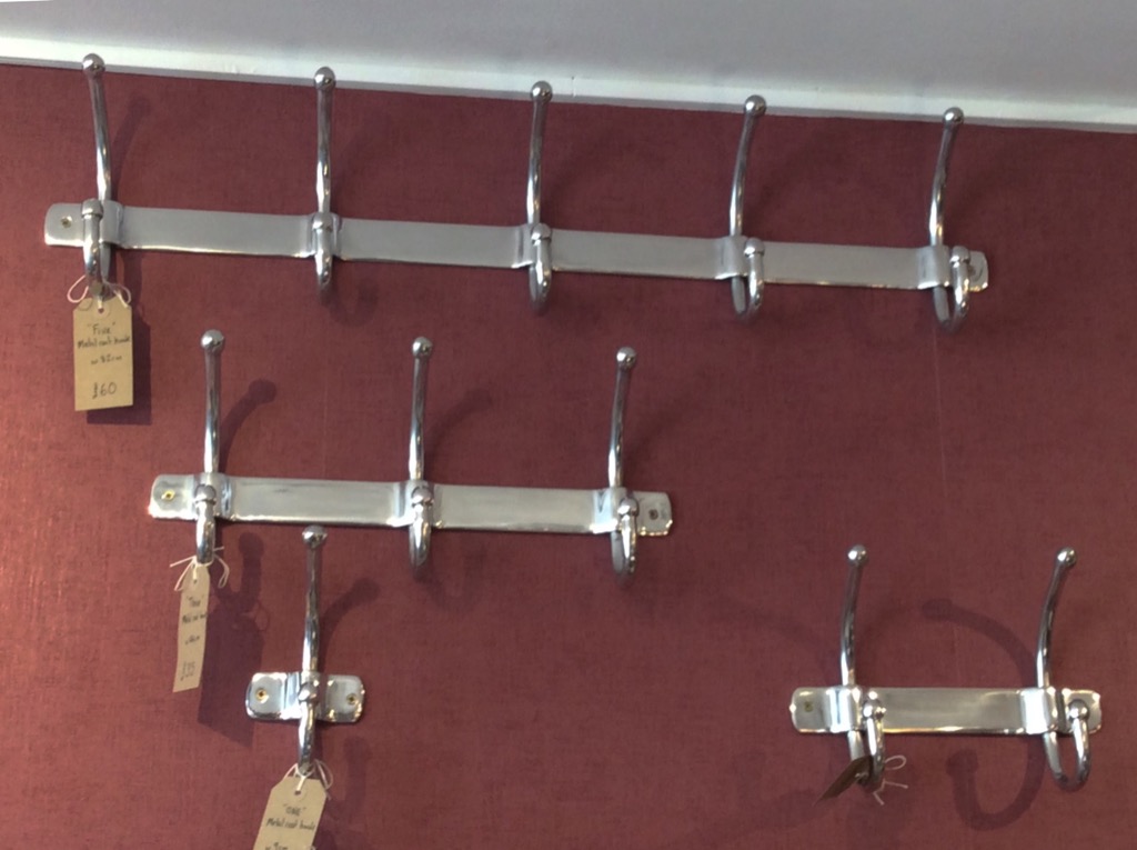 Silver metal coat hooks