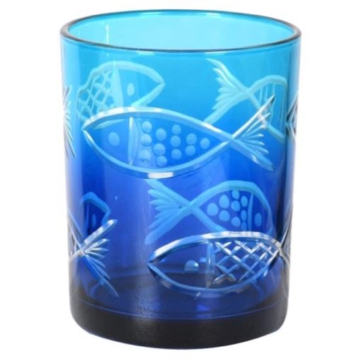 Blue fish candle holder