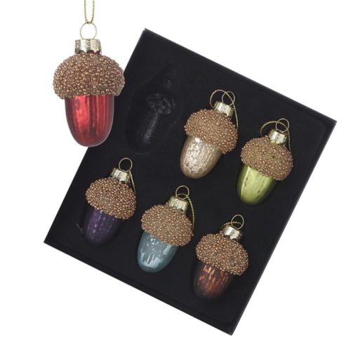 Acorn coloured bauble set of 6