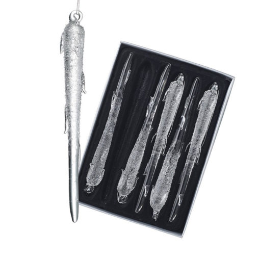 Icicle natural hanging decorations - set of 6