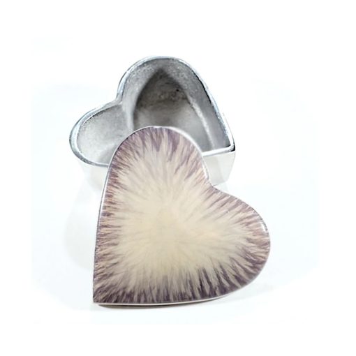 Silver pearl heart box