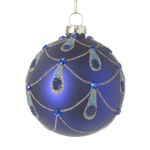 Blue peacock glass bauble