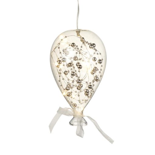 Led hanging glass balloon with gold beads