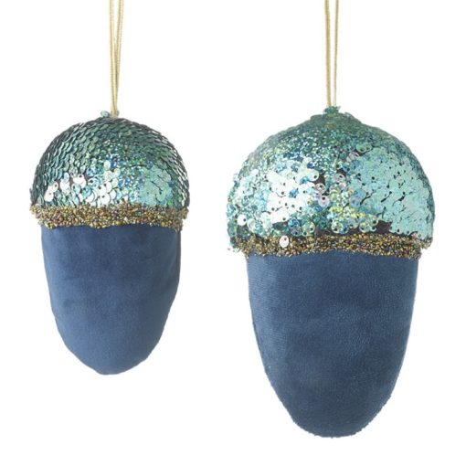 Plush hanging velvet and sequin acorns