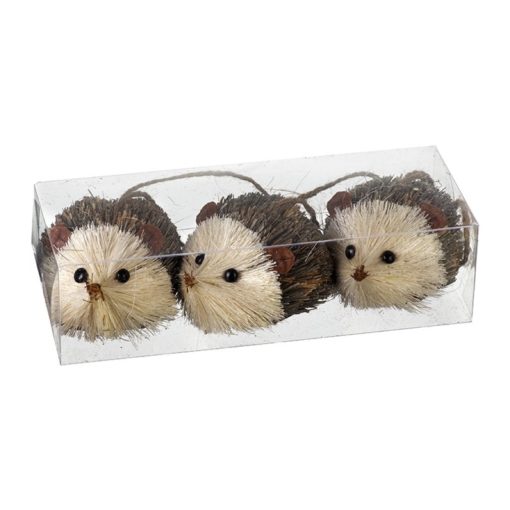 Set of 3 hanging hedgehog deco