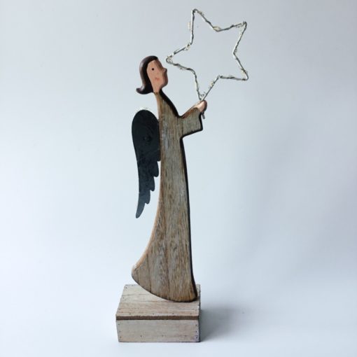 LED Angel on a plinth with light up star