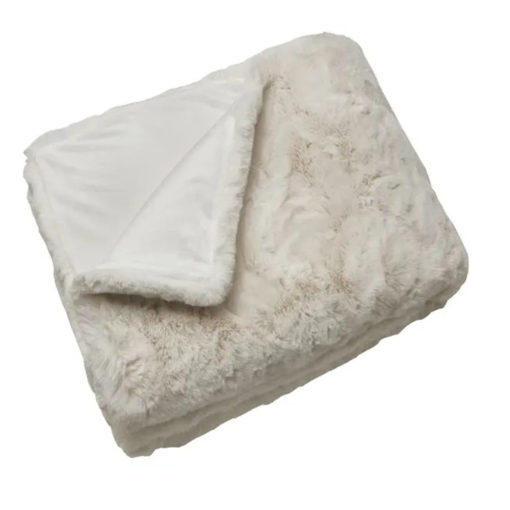 Lush very pale beige faux fur throw