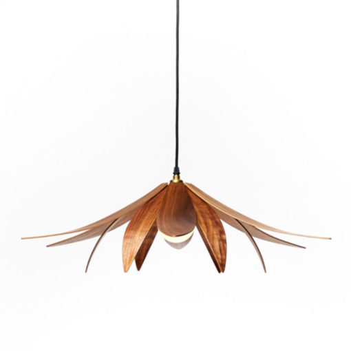 Waterlily bloom botanical wood pendant