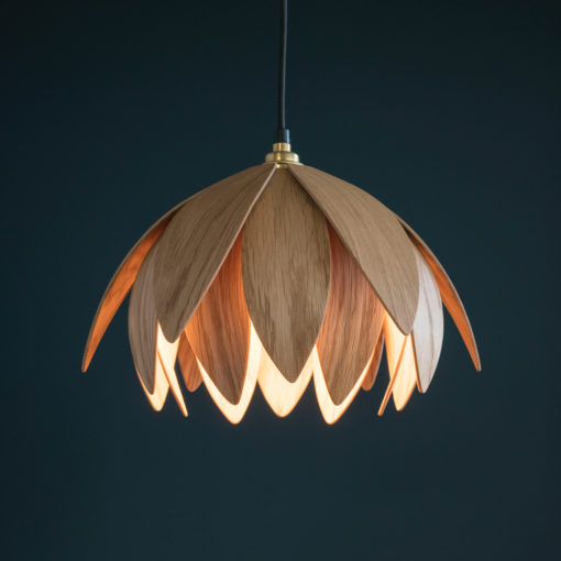 Waterlily bud botanical wood pendant