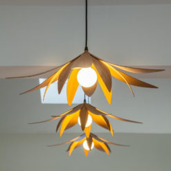 Alternative view of Waterlily bloom botanical wood pendant