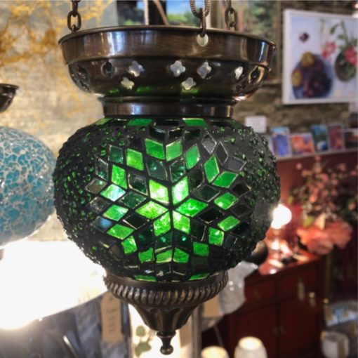Bazaar hanging glass tea light -Green