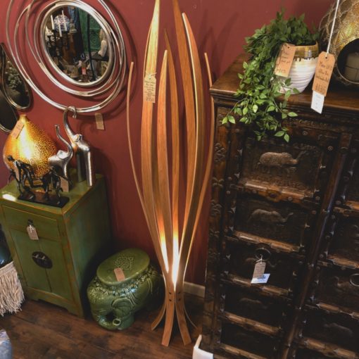Botanical sculptural wood floor lamp