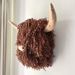 Alternative view of Hamish Highland cow wall busts - brown