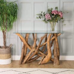 Teak root console table