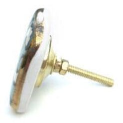 Alternative view of Deco square gold blue knob