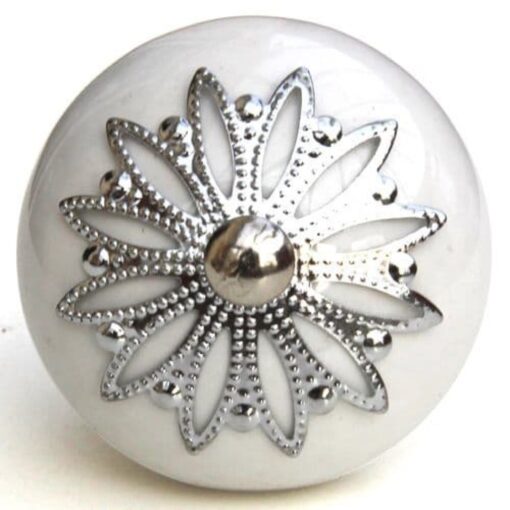 White silver filigree knob