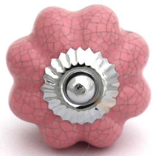 Pink flower crackle knob