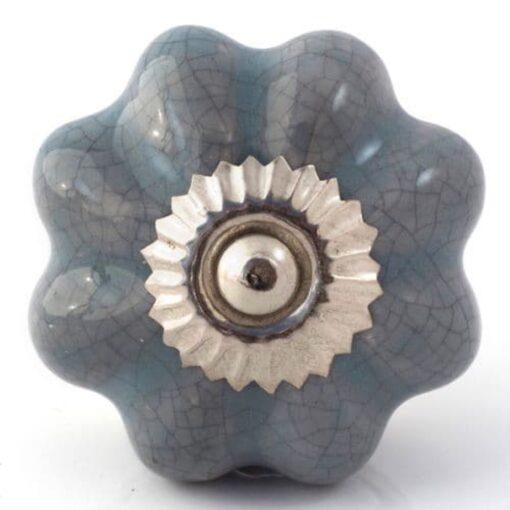 Grey flower crackle knob