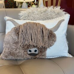 Alternative view of Horatio highland cow cushion