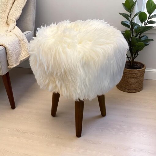 Sheepskin round stool