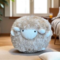 Cream puff lamb sheepskin pouffe