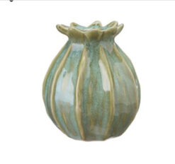 Poppy seed head vase green medium